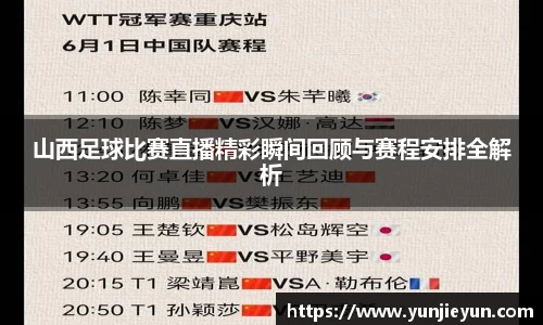 山西足球比赛直播精彩瞬间回顾与赛程安排全解析
