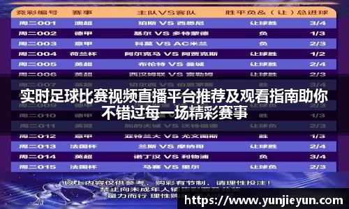 实时足球比赛视频直播平台推荐及观看指南助你不错过每一场精彩赛事