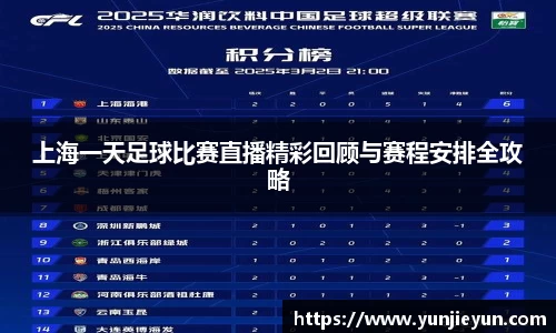 上海一天足球比赛直播精彩回顾与赛程安排全攻略